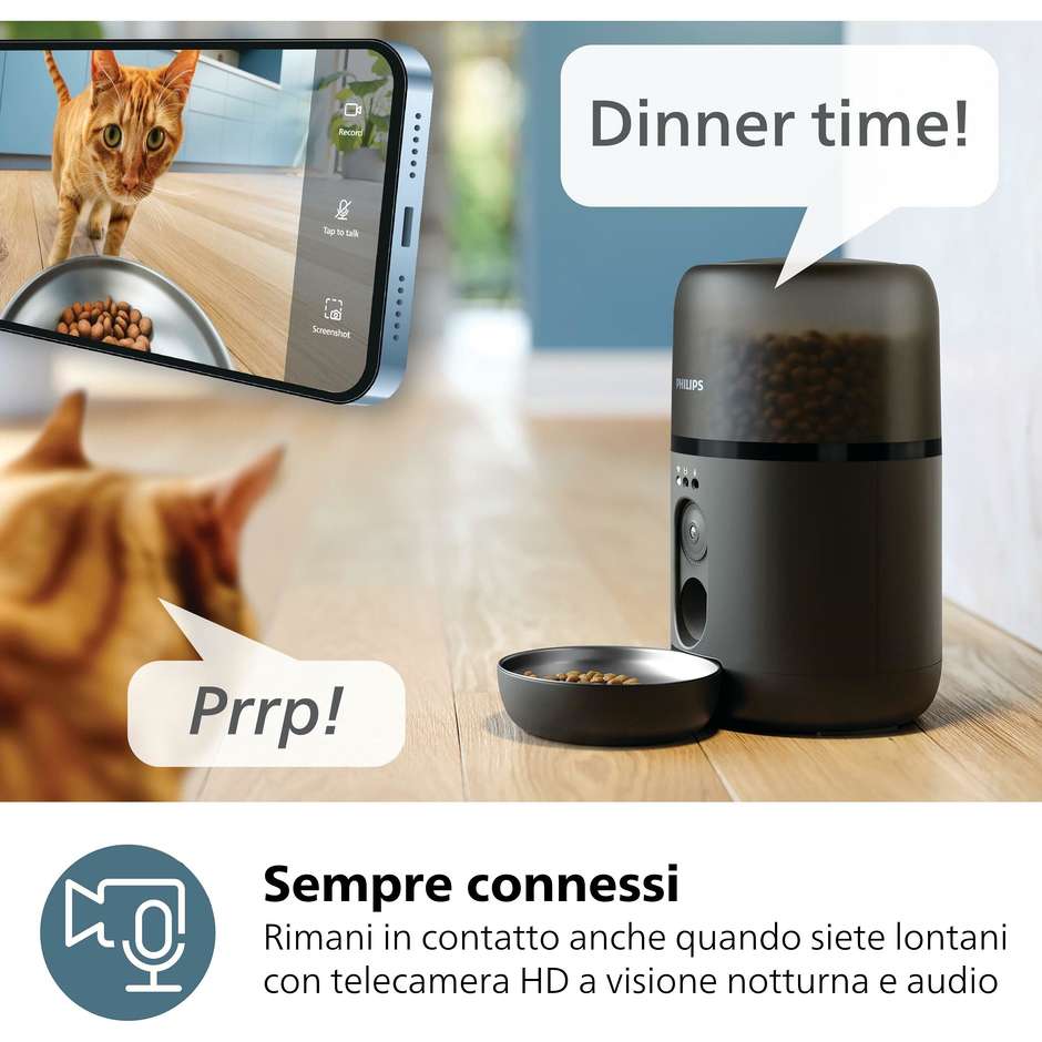 Philips 5000 series PAW532002 Distributore di cibo smart con telecamera Pet Series Colore Nero