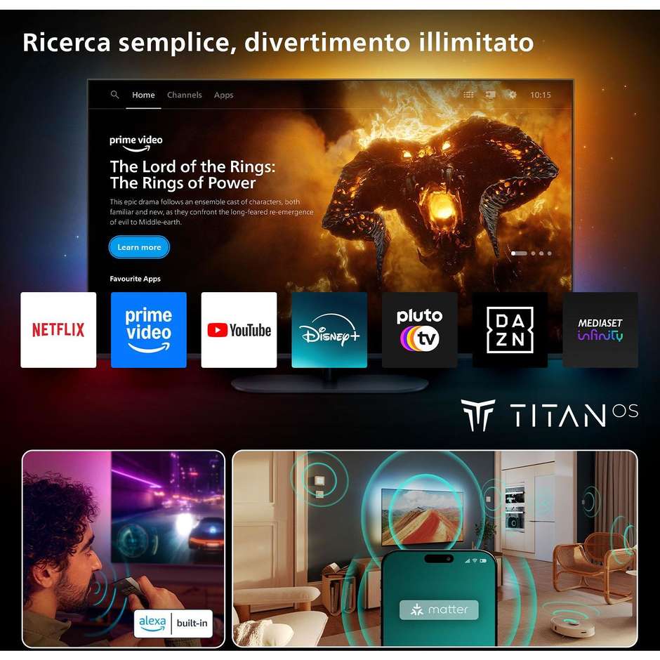 Philips 55OLED770 TV OLED 55" 4K Ultra HD Smart TV Wi-Fi Classe F Colore Nero