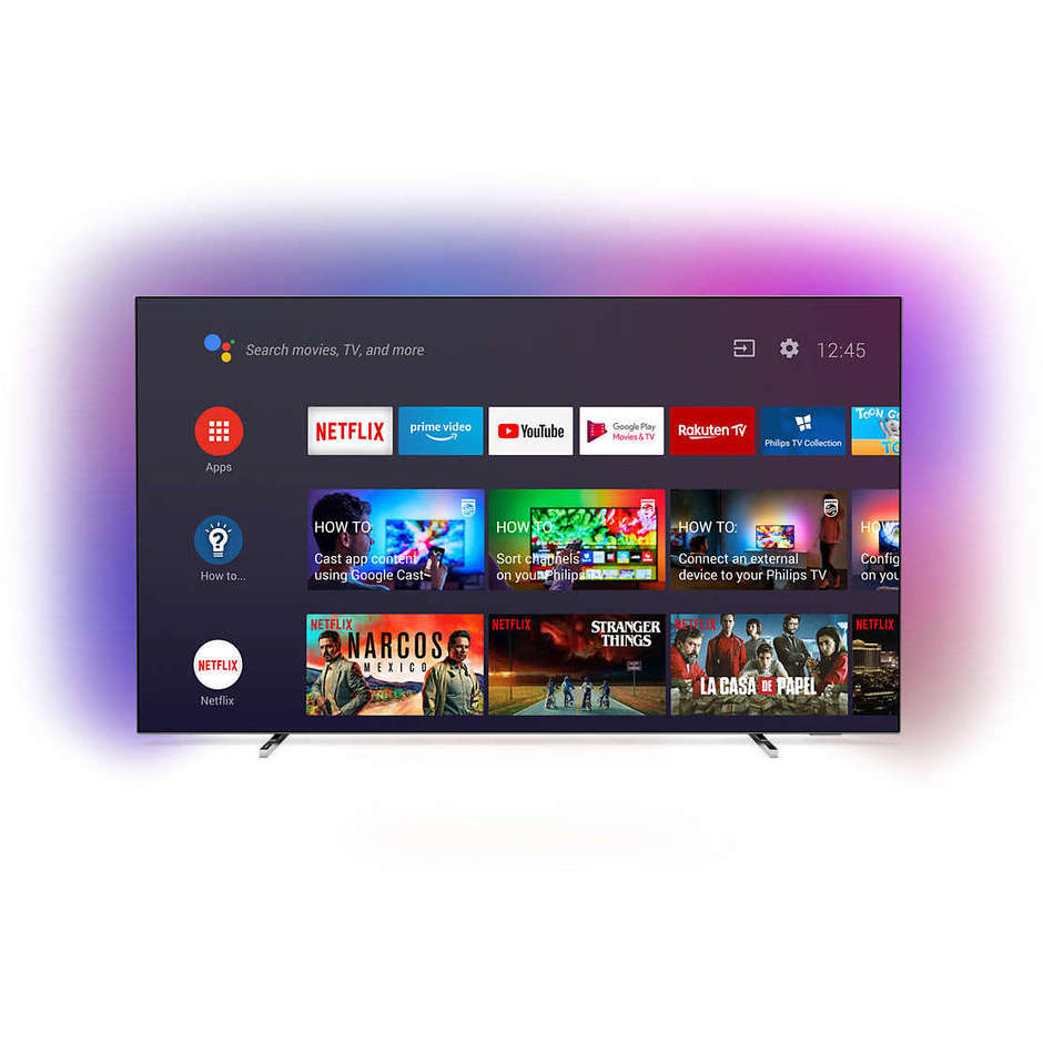 Philips 55OLED804/12 Tv OLED 55" 4K Ultra HD Ambilight HDR 10+ Smart Tv Android Tv Wifi classe B