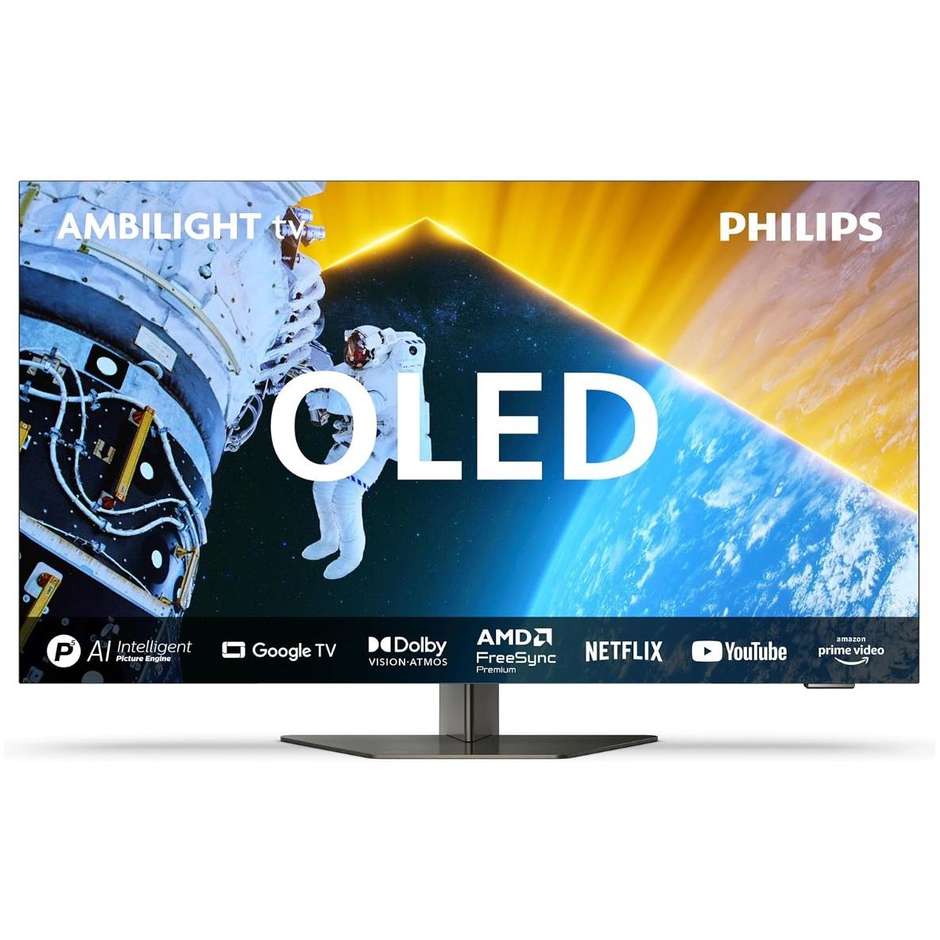 PHILIPS 55OLED819/12 Smart TV 55" OLED 4K Ultra HD Google TV Colore Metallic