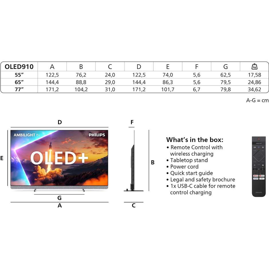 Philips 55OLED910/12 TV OLED 55" 4K Ultra HD Smart TV Metallico