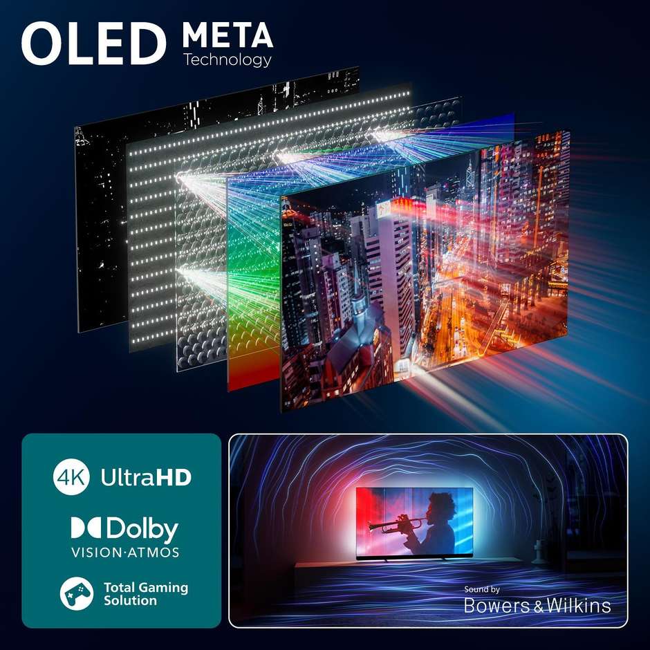 Philips 55OLED910/12 TV OLED 55" 4K Ultra HD Smart TV Metallico