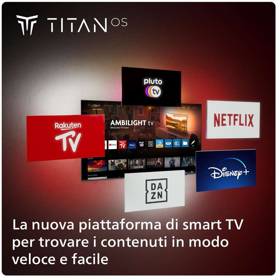 Philips 55PUS8009/12 Smart TV 55" LED 4K HDR10+ Titan OS Ambilight 3 lati Nero
