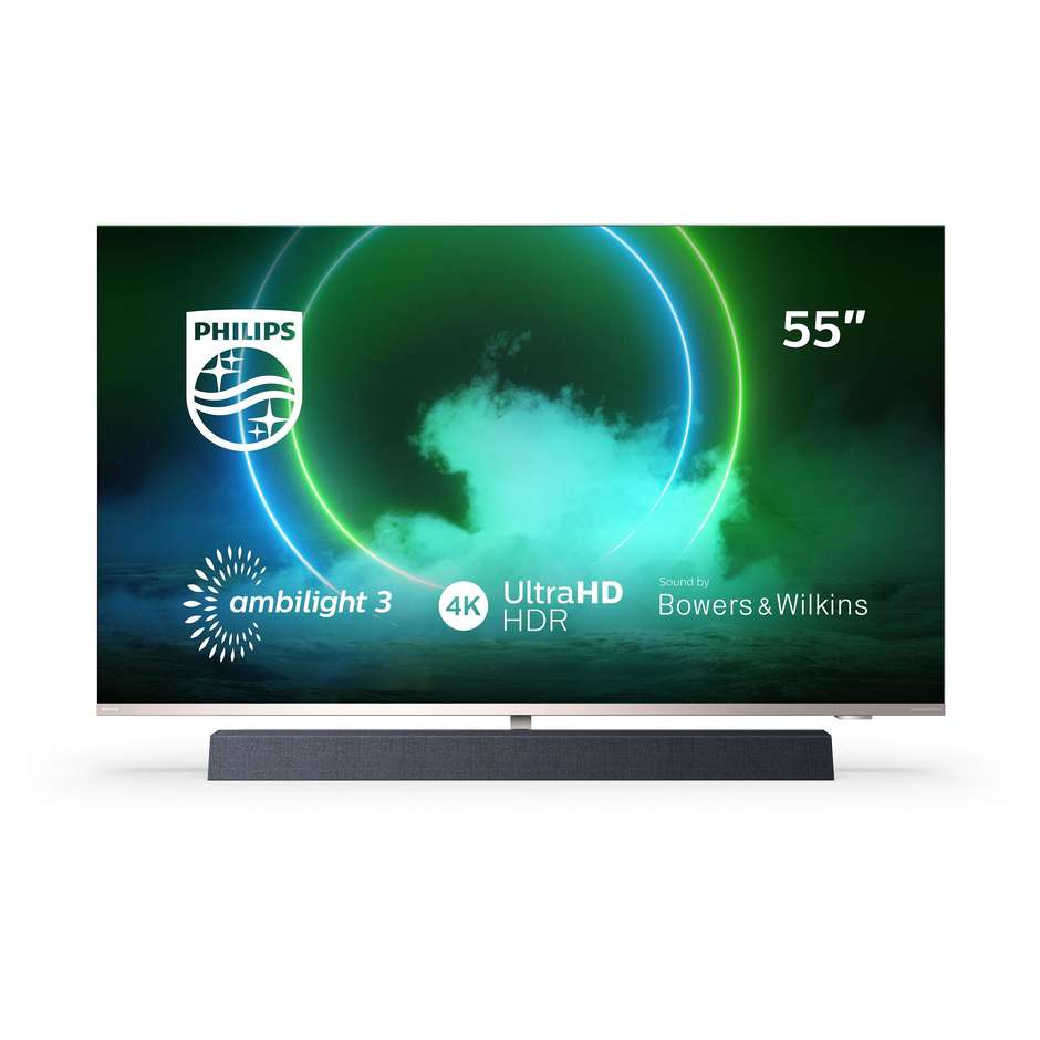 Philips 55PUS9435/12 Tv LED 55" 4K Ultra HD HDR10+ Smart Tv Android Tv Wifi classe A colore Argento