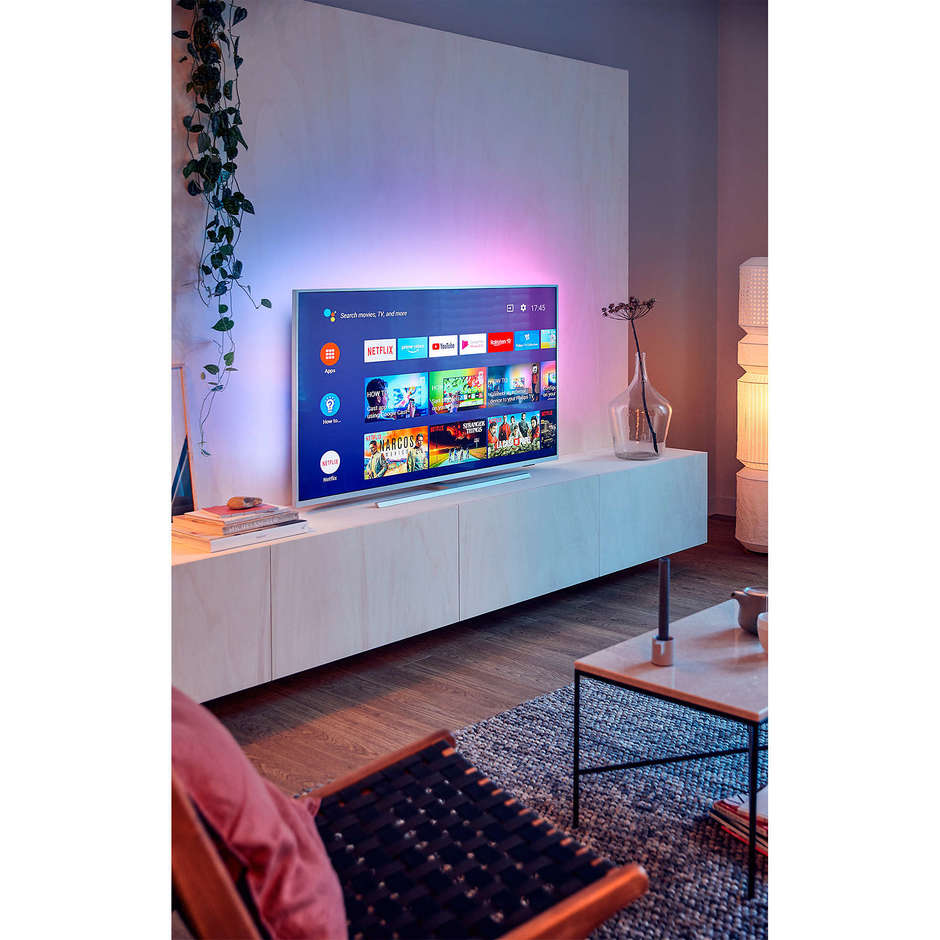 Philips 58PUS7304/12 Tv LED 58" 4K Ultra HD Ambilight HDR 10 Smart Tv Android Tv Wifi classe A colore argento