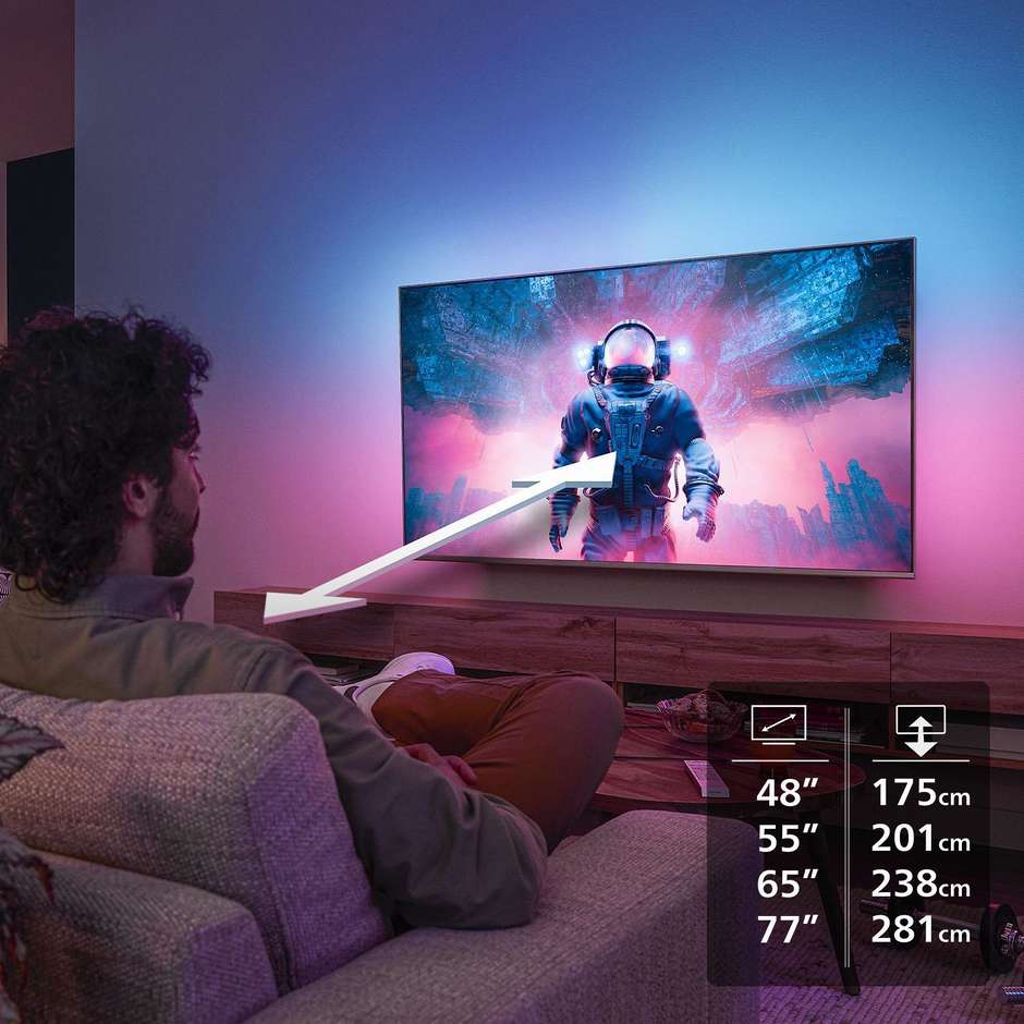 Philips 65OLED770/12 Smart TV 65" OLED 4K 120Hz Ambilight Dolby Vision Titan OS Nero