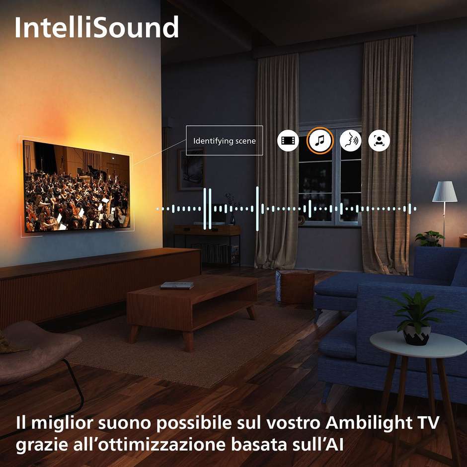 Philips 65OLED770 TV OLED 65" 4K Ultra HD Smart TV Wi-Fi Classe F Colore Nero