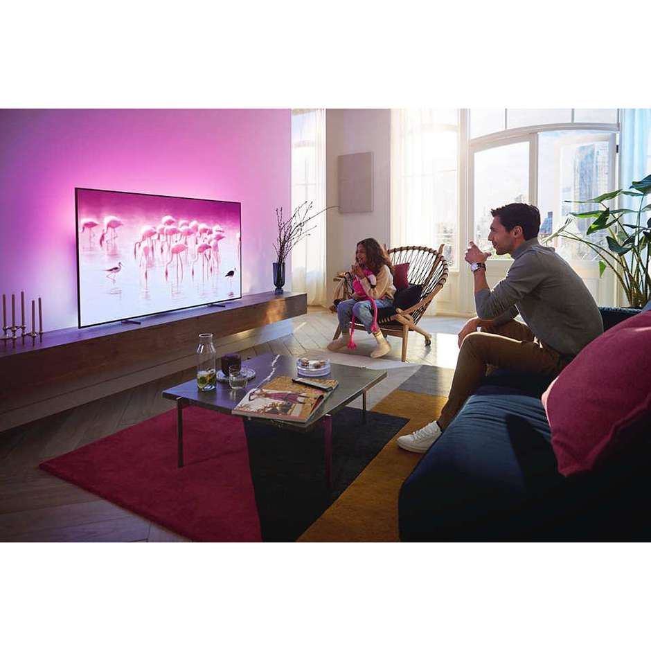 Philips 77OLED806/ Tv OLED 77" 4K Ultra HD Smart Tv Wi-Fi Classe G Colore cornice Grigio