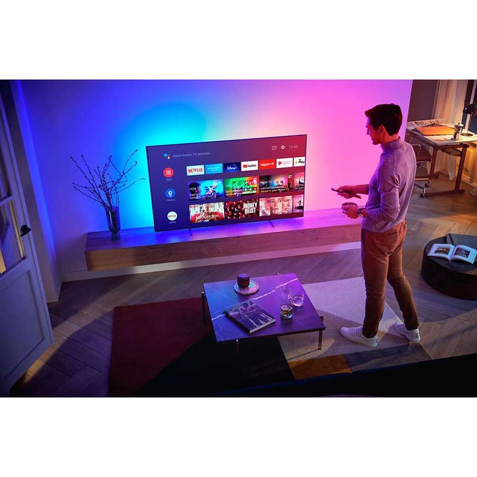 Philips 77OLED806/ Tv OLED 77" 4K Ultra HD Smart Tv Wi-Fi Classe G Colore cornice Grigio