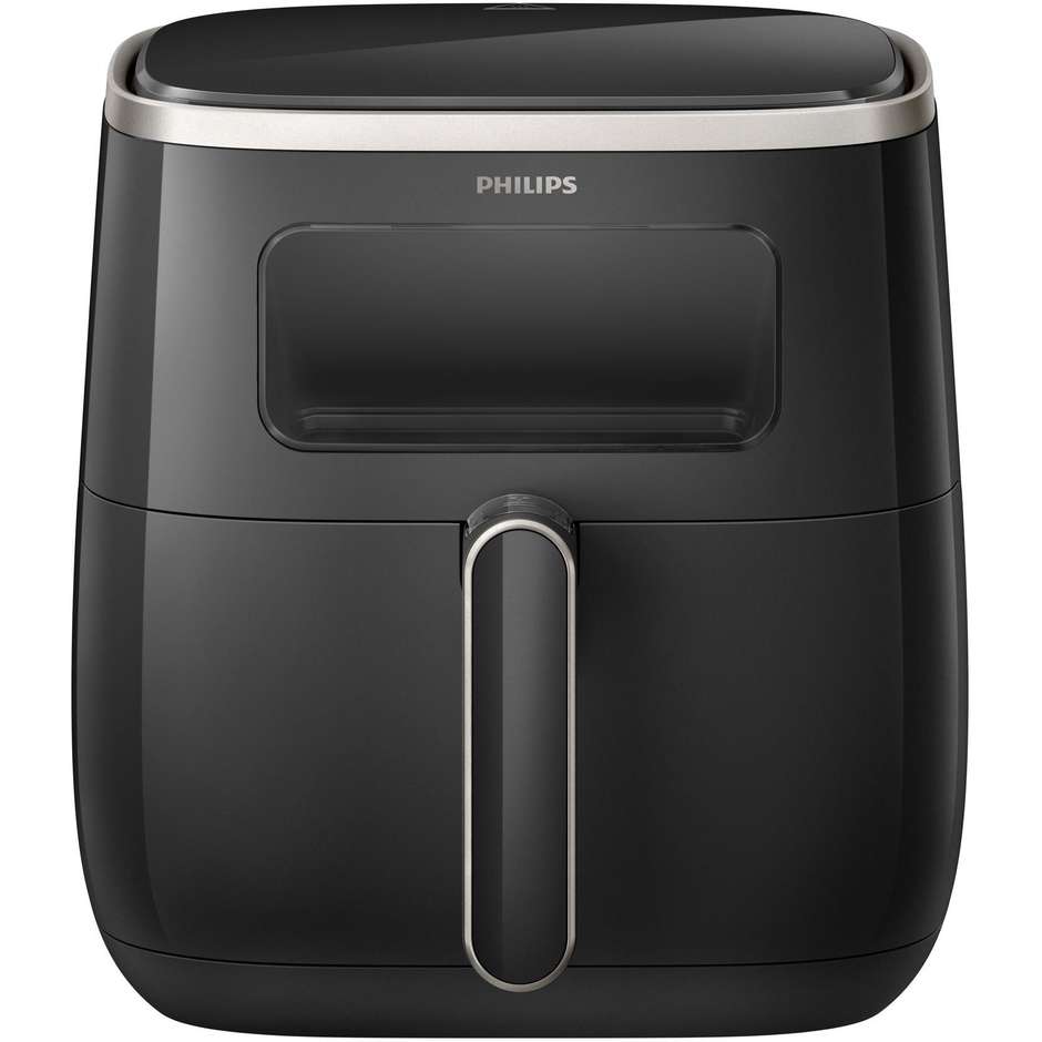 Philips Airfryer con Finestra HD9257/80 Friggitrice ad Aria con Finestra Trasparente 5,6 L 1700 W Rapid Air Nero