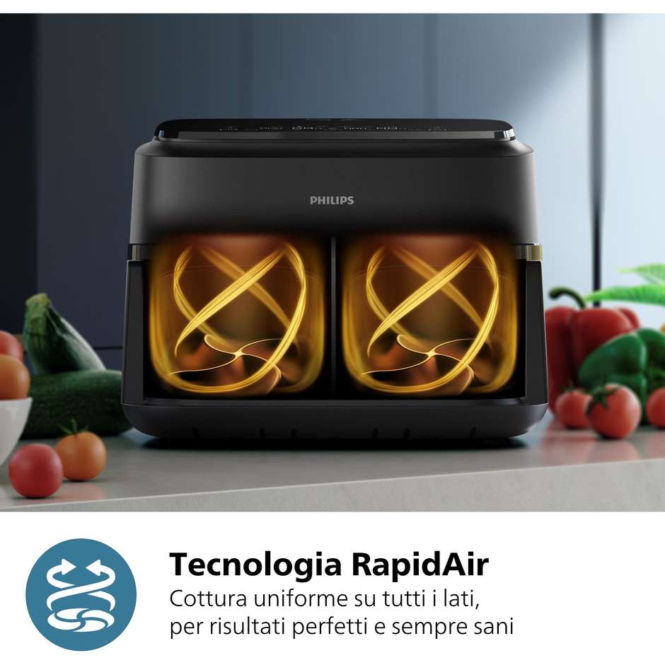 Philips Airfryer Serie 1000 NA150/00 Friggitrice ad aria con cestello Flexi, 2.450 W