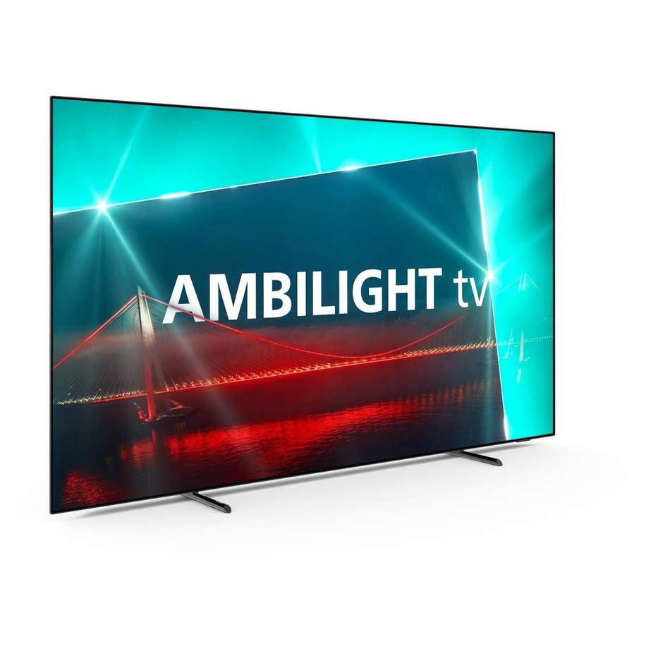 Philips Ambilight 718  TV OLED 48“ 4K UHDSmart Tv Wi-Fi Classe G Colore Nero