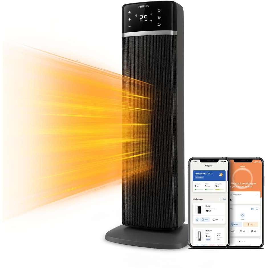 PHILIPS CX5120/11 Termoventilatore Elettrico Compatto 2000 W Termostato Regolabile Nero