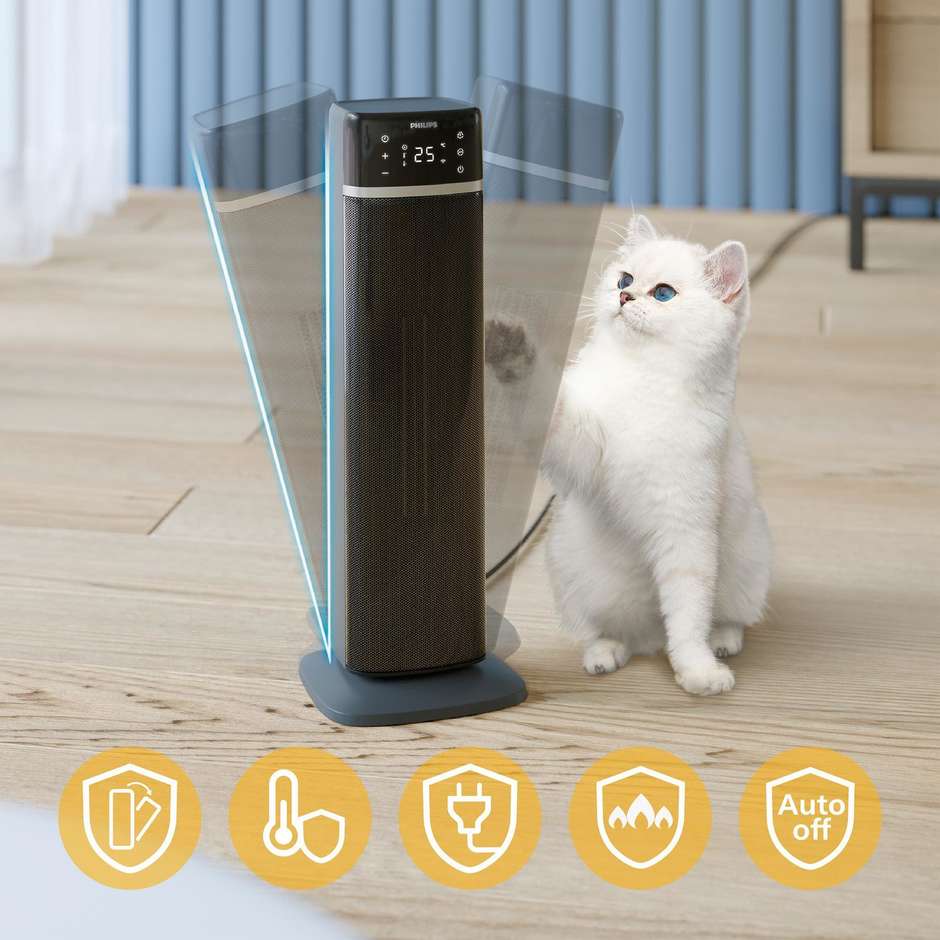 PHILIPS CX5120/11 Termoventilatore Elettrico Compatto 2000 W Termostato Regolabile Nero