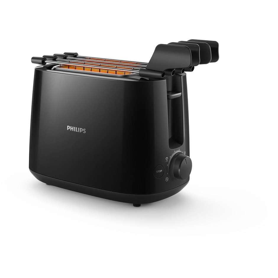 Philips Daily Collection HD2583/90 Tostapane a 2 Fessure, 600 W, Nero, con Griglia per Panini