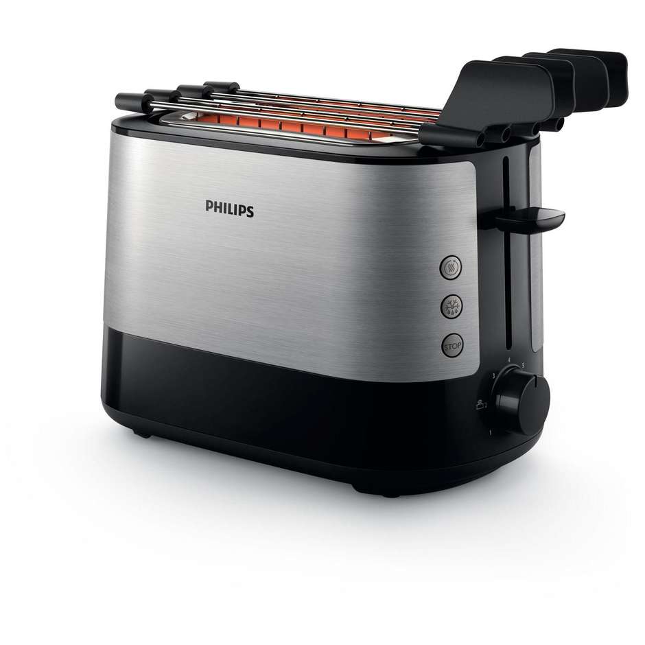 Philips Daily Collection HD2639/90 Tostapane 2 Fette 950W con Pinze per Toast Ampie Nero