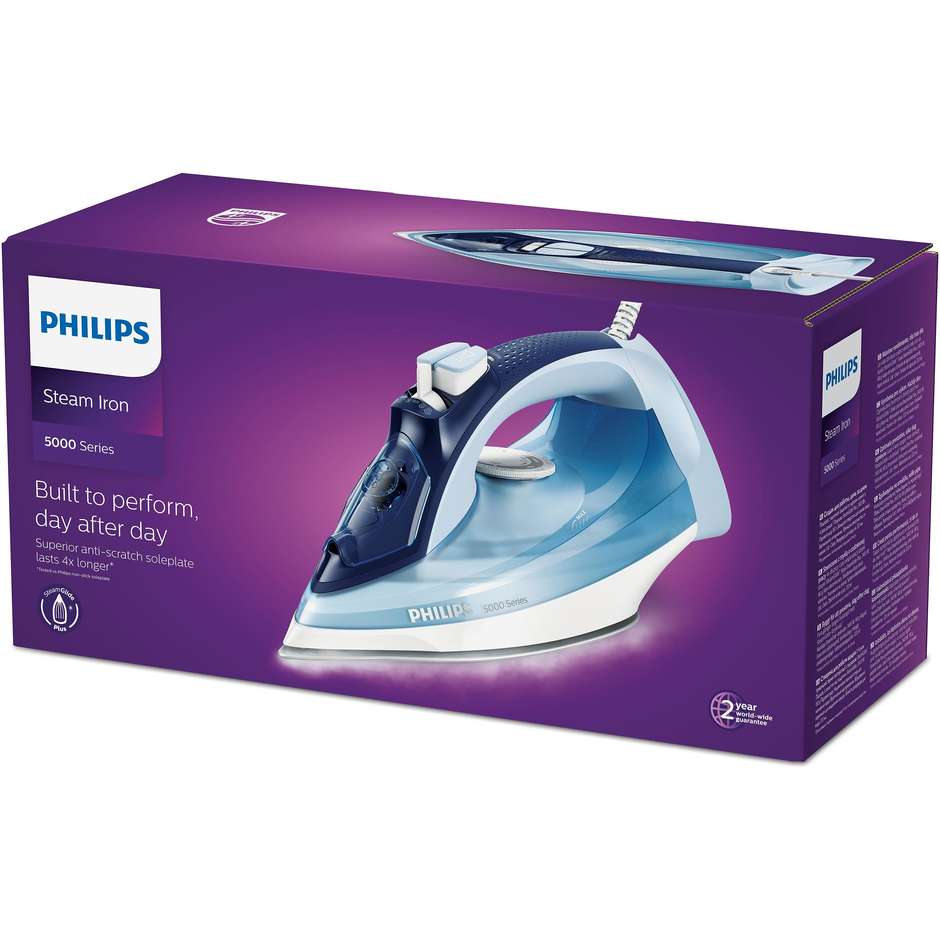 Philips DST5030/20 Ferro da stiro, Potenza 2400W, Colore bianco e celeste
