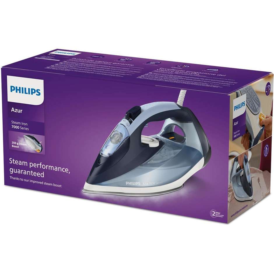 Philips DST7020/20 Ferro a Vapore Serie 7000 SteamGlide Plus 2800W Blu