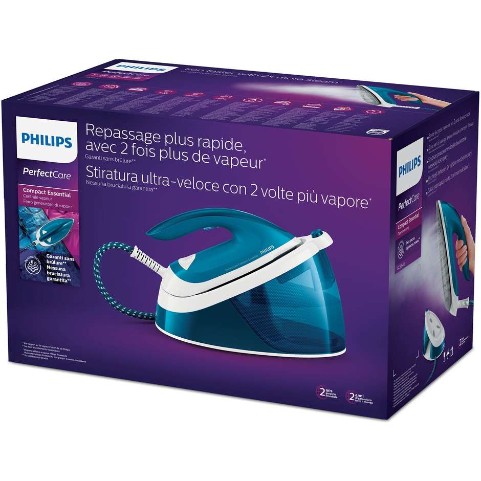 Philips GC6840/20 Ferro da stiro con Caldaia Capacità 1,3 Lt Potenza 2400 W colore bianco e blu
