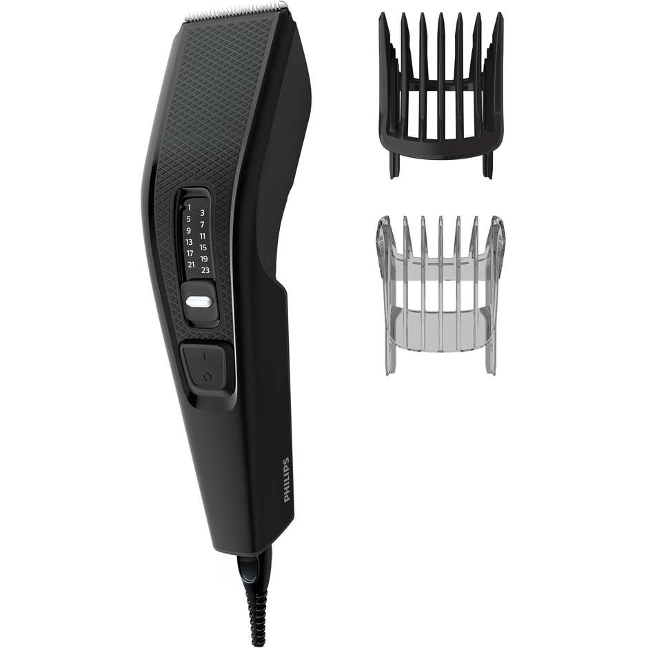 Philips Hairclipper Serie 3000 HC3510/15 Tagliacapelli a Filo Lame Inox Autoaffilanti 13 Lunghezze Nero