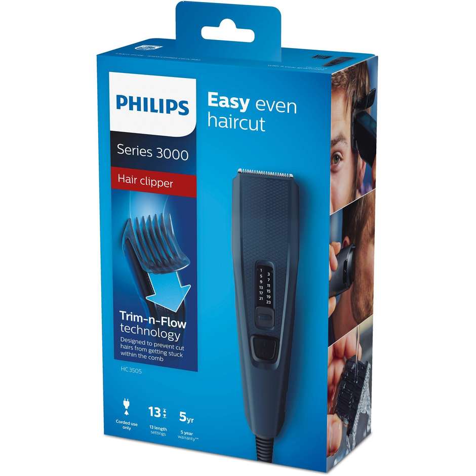Philips HC3505/15 Regolacapelli con cavo 13 impostazioni di lunghezza colore Nero,Verde