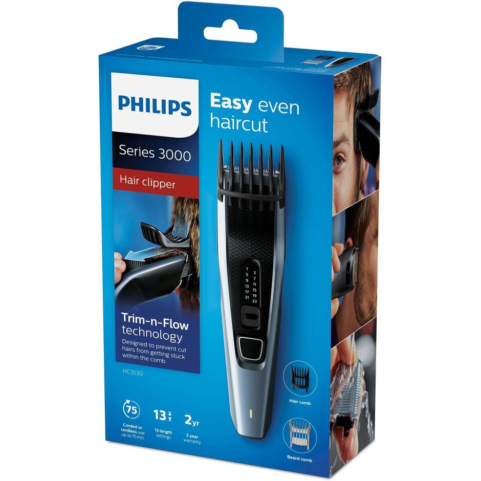 Philips HC3530/15 Tagliacapelli  Ricaricabile Durata 75 min colore blu e nero