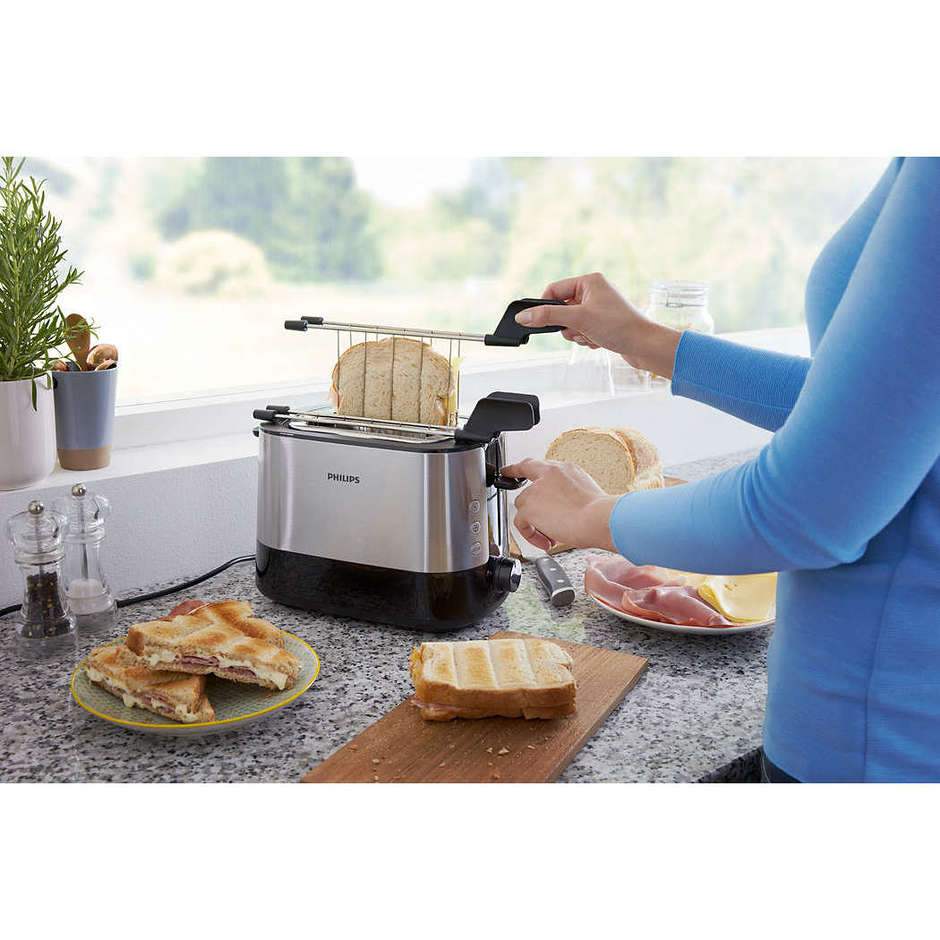 Philips HD2639/90 Tostapane a 2 Fessure con Pinze Inox