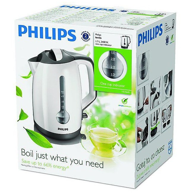 Philips HD 464900 Bollitore 1,7 l 2400 INOX colore: Bianco/Grigio 