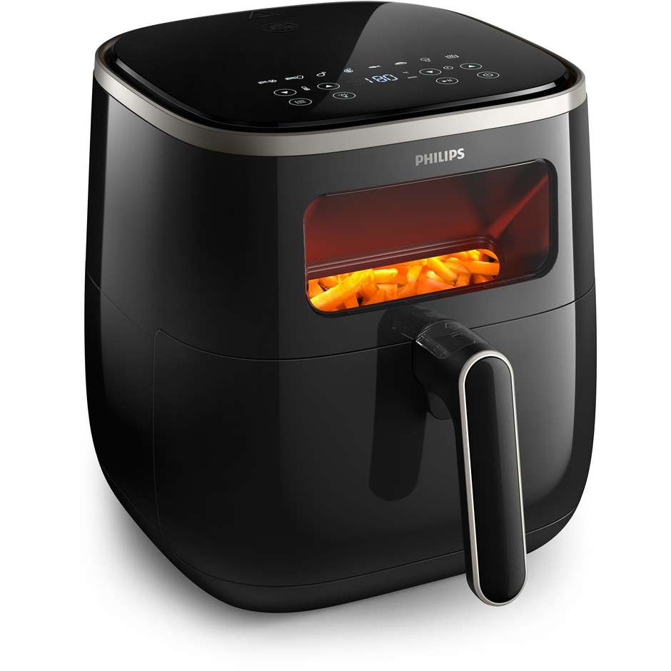 Philips HD9257/80 Airfryer Friggitrice ad Aria con Finestra Visiva 5.6 L 1700 W 14 Programmi Nero