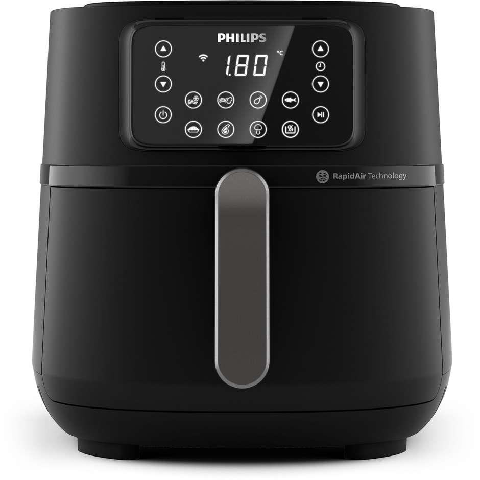 Philips HD9285/93 Friggitrice ad Aria Calda 7,2 L 2000 W con Cestello Singolo Antiaderente Nero, Argento