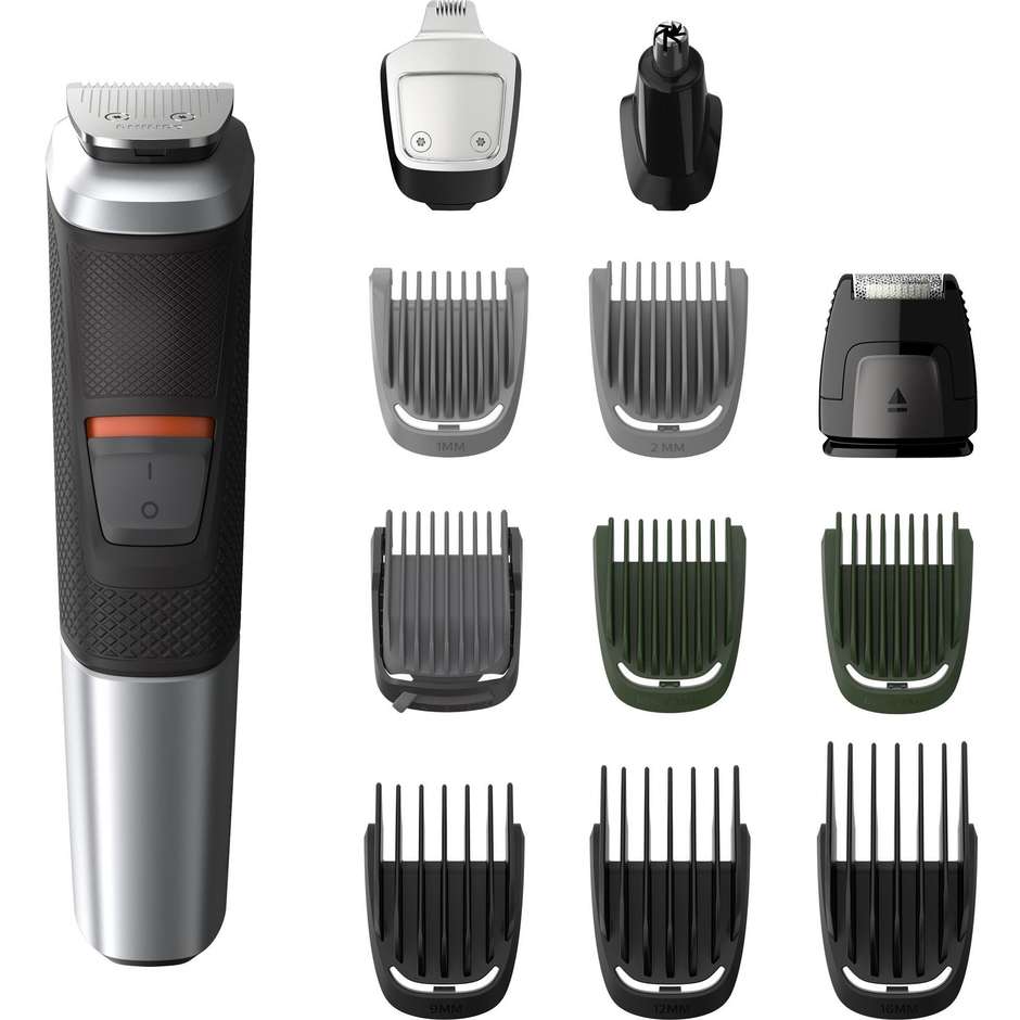 Philips MG5740/15 Multigroom rasoio elettrico ricaricabile 12 in 1 barba, capelli e corpo colore nero e argento