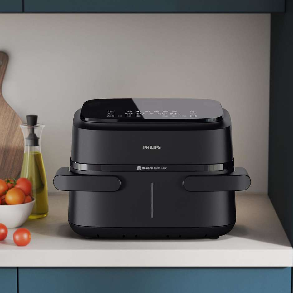 Philips NA150/00 Friggitrice ad Aria Calda 7,1 L 2450 W con Doppio Cestello Dual Zone Nero
