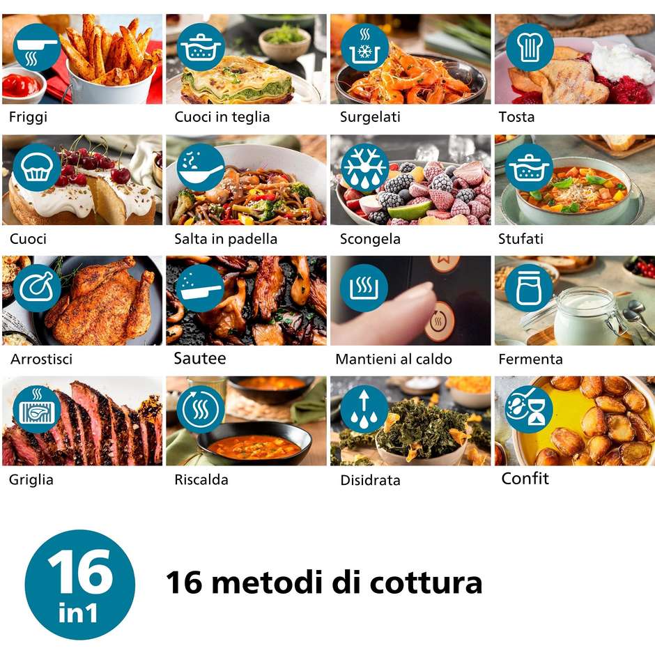Philips NA332/00 Airfryer Rapid Air 6,2 L, 1.700 W con finestra di cottura