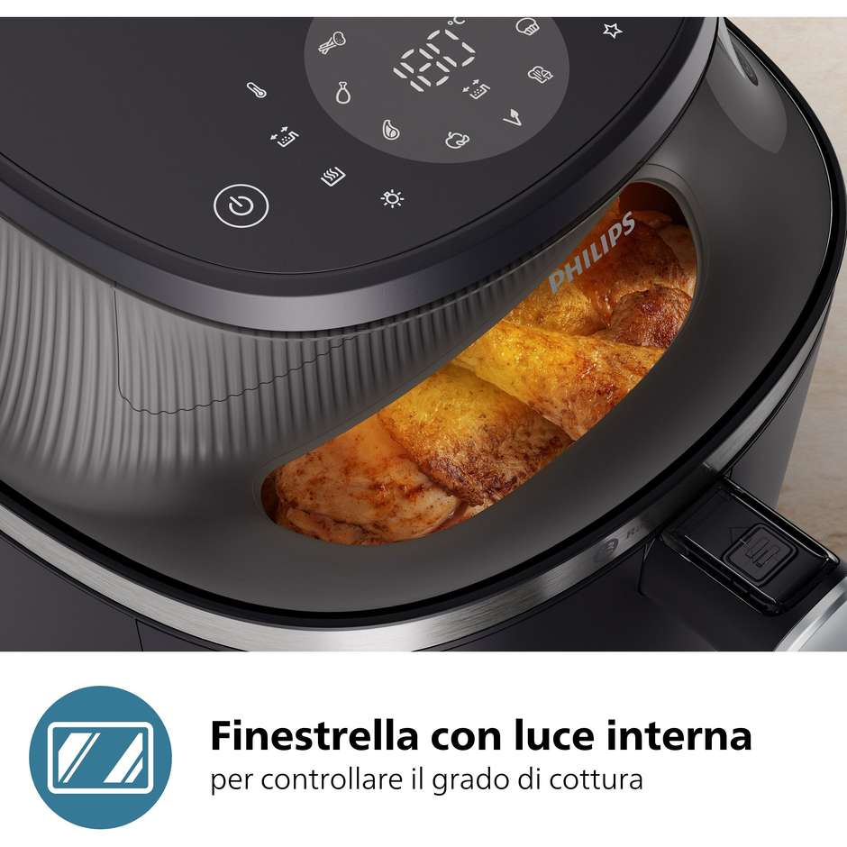 Philips NA332/00 Friggitrice ad Aria Calda 6,2 L 1700 W con Cestello Singolo Antiaderente Nero