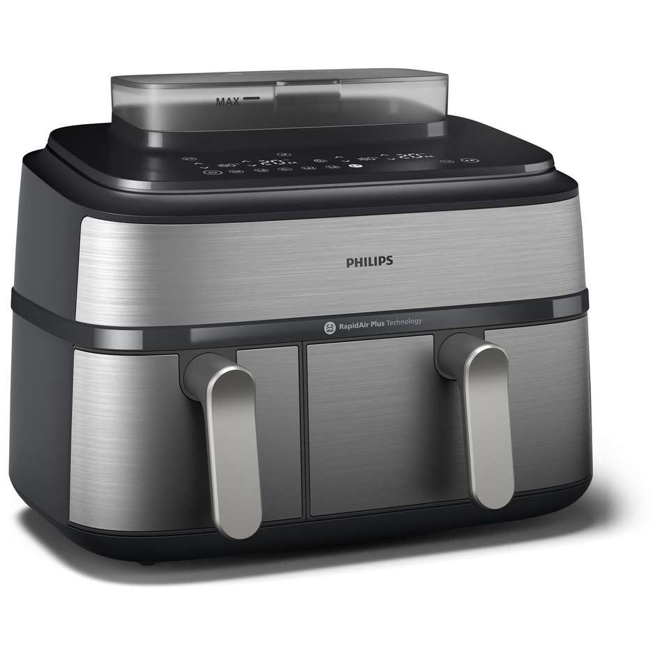 Philips NA555/00 Friggitrice ad Aria Calda 9 L 2750 W con Doppio Cestello Dual Zone Argento