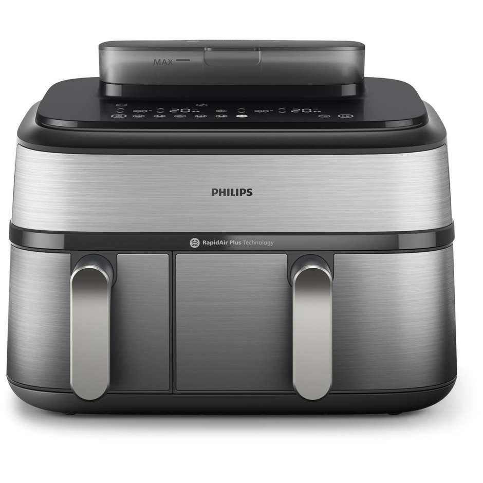 Philips NA555/00 Friggitrice ad Aria Doppio Cestello 9 L 2750 W Tecnologia RapidAir Argento