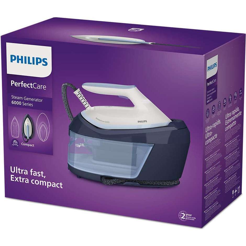 Philips PerfectCare Serie 6000 PSG6026/20 Ferro con Caldaia 2400 W 6,5 Bar Serbatoio 1,8 L Bianco e Celeste