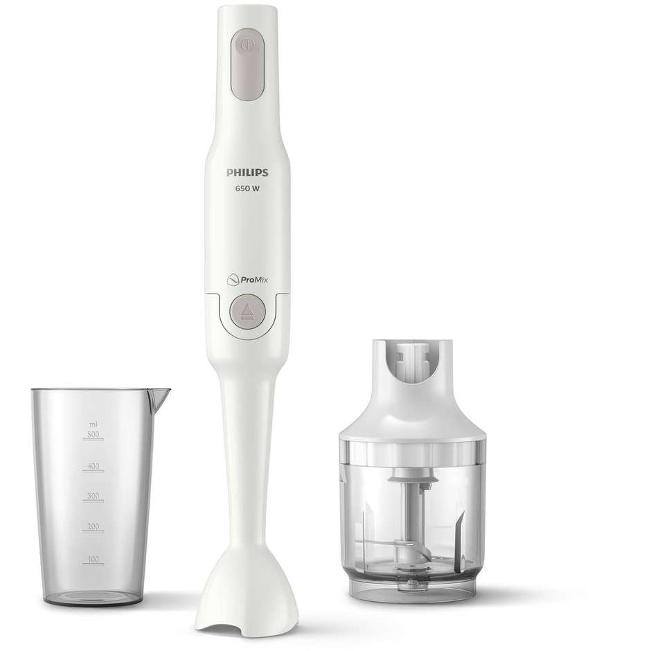 Philips ProMix HR2532/00 Frullatore ad Immersione 650 W con Bicchiere Graduato e Tritatutto Compatto