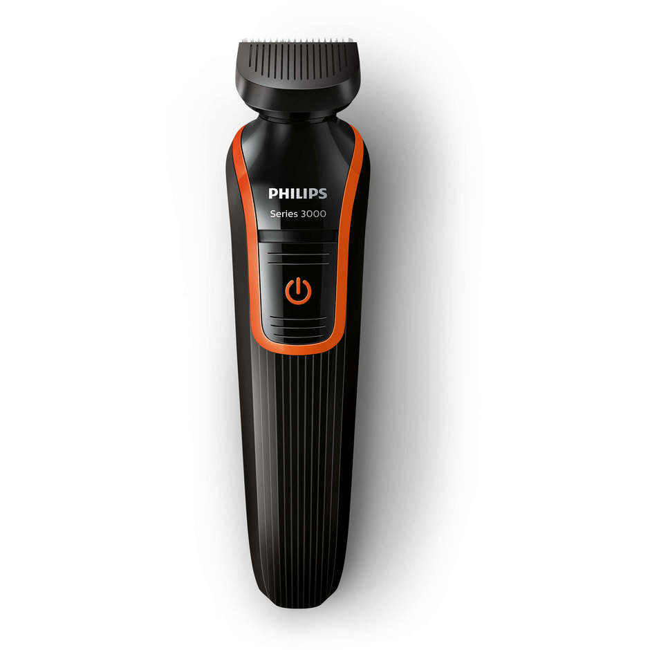Philips QG3341/16 Multigroom Series 3000 rasoio multifunzione impermeabile viso, capelli nero, arancione