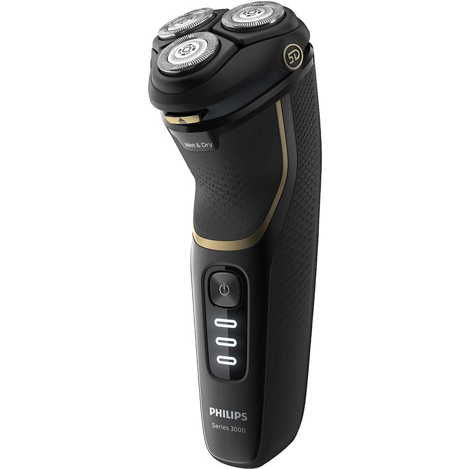 Philips S3333/54 Series 3000 Rasoio elettrico ricaricabile Wet & Dry colore nero e oro