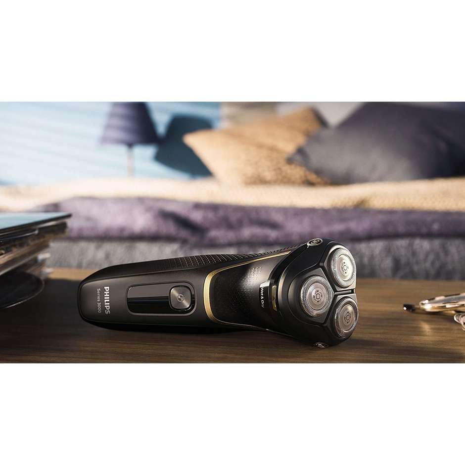 Philips S3333/54 Series 3000 Rasoio elettrico ricaricabile Wet & Dry colore nero e oro