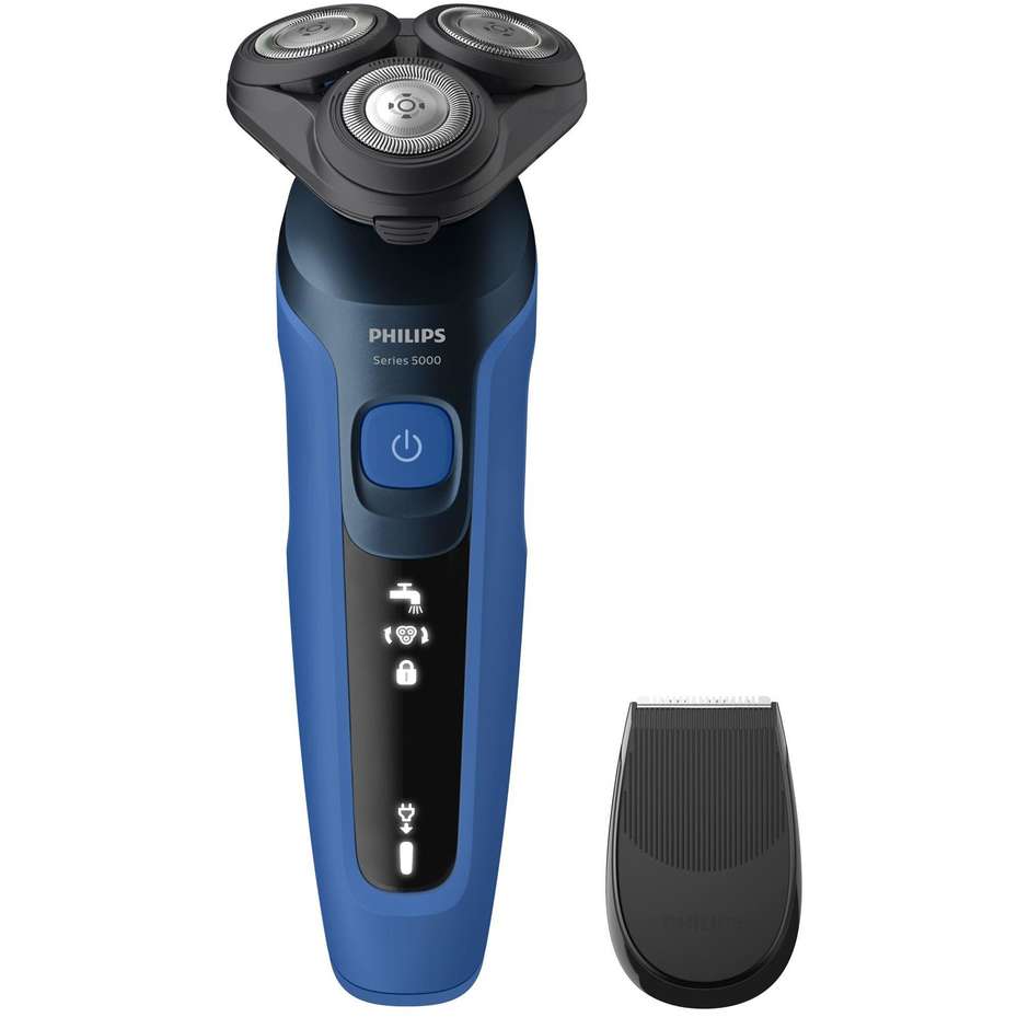Philips S5466/17 rasoio elettrico rotante Wet & Dry, 45 minuti, nero e blu