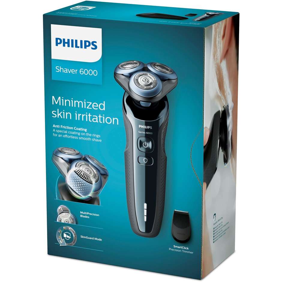 Philips S6630/11 Rasoio elettrico Wet&Dry Ricaricabile Autonomia 60 min colore Grigio, Nero