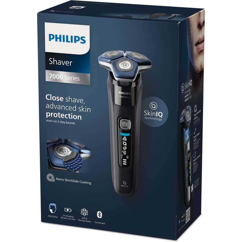Philips S7886/35 rasoio Wet & Dry SteelPrecision, Bluetooth GroomTribe e base ricarica