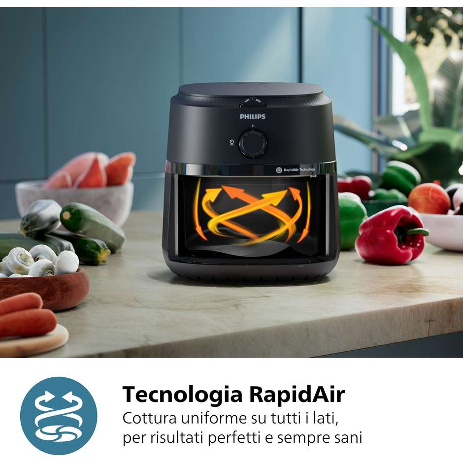 Philips Serie 1000 NA120/00 Airfryer Friggitrice ad Aria Compatta 4.2 L 1500 W RapidAir Nero