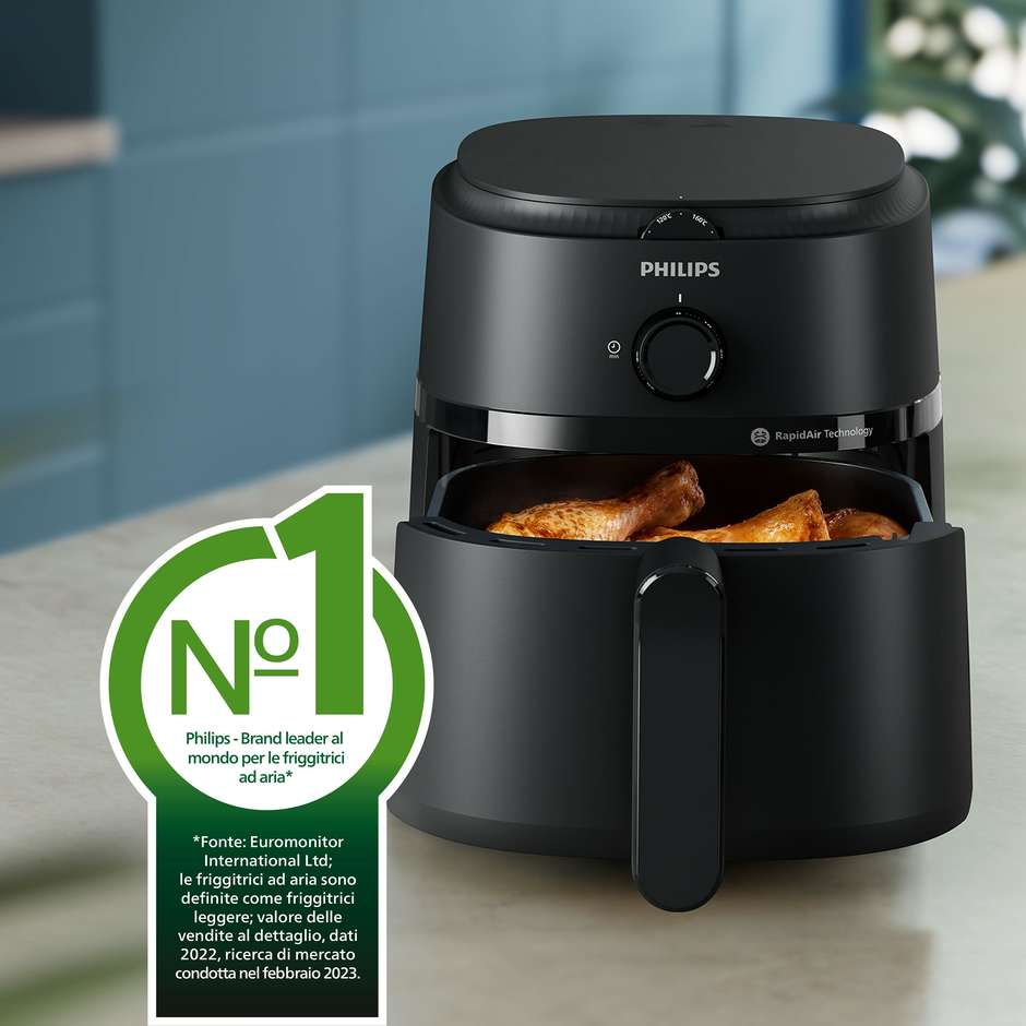 Philips Serie 1000 NA120/00 Airfryer Friggitrice ad Aria Compatta 4.2 L 1500 W RapidAir Nero