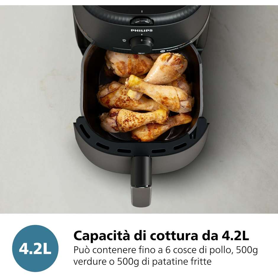 Philips Serie 1000 NA120/00 Friggitrice ad Aria 4,2 L 1500 W 12 Programmi RapidAir Nero
