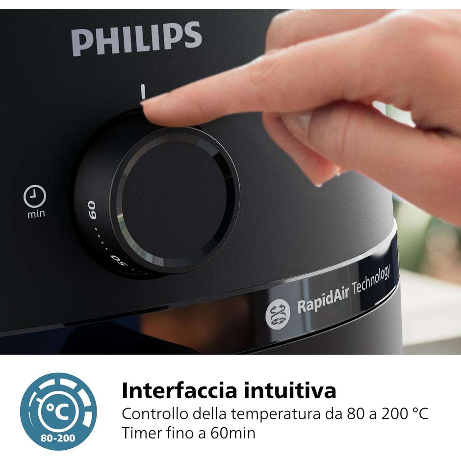 Philips Serie 1000 NA120/00 Friggitrice ad Aria 4,2 L 1500 W 12 Programmi RapidAir Nero