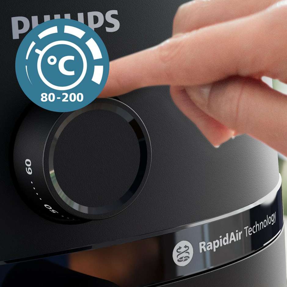 Philips Serie 1000 NA120/00 Friggitrice ad Aria Capacità 4,2 Litri 1500 W Tecnologia RapidAir Nero Satinato