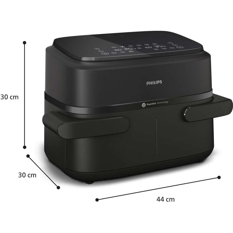 Philips Serie 1000 NA150/00 Airfryer Doppio Cestello 7.1 L (3L+4.1L) 2450 W 10 Metodi di Cottura Nero